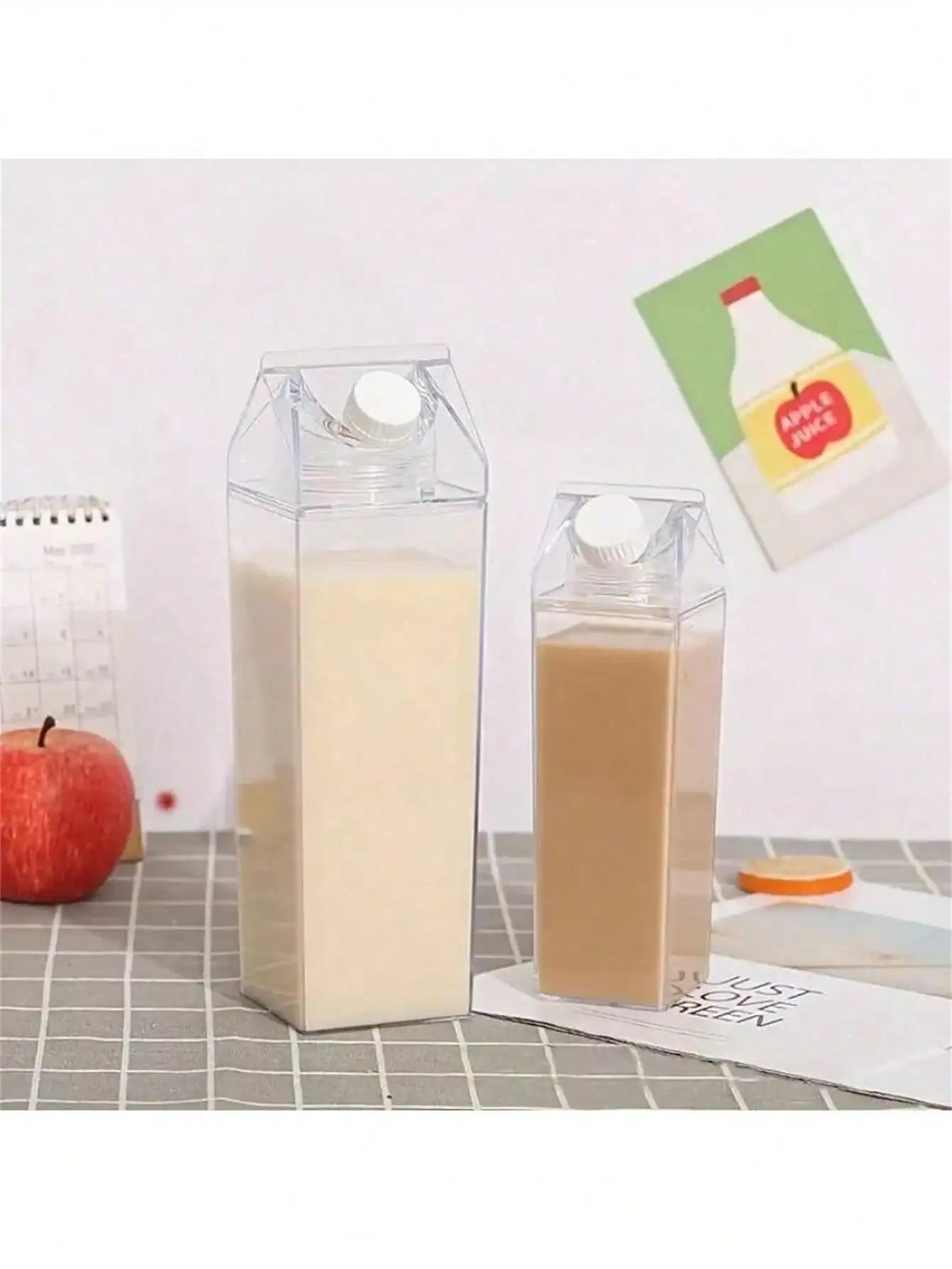 Large Capacity Milk Box Shaped Water Bottle Transparent Square Qme
