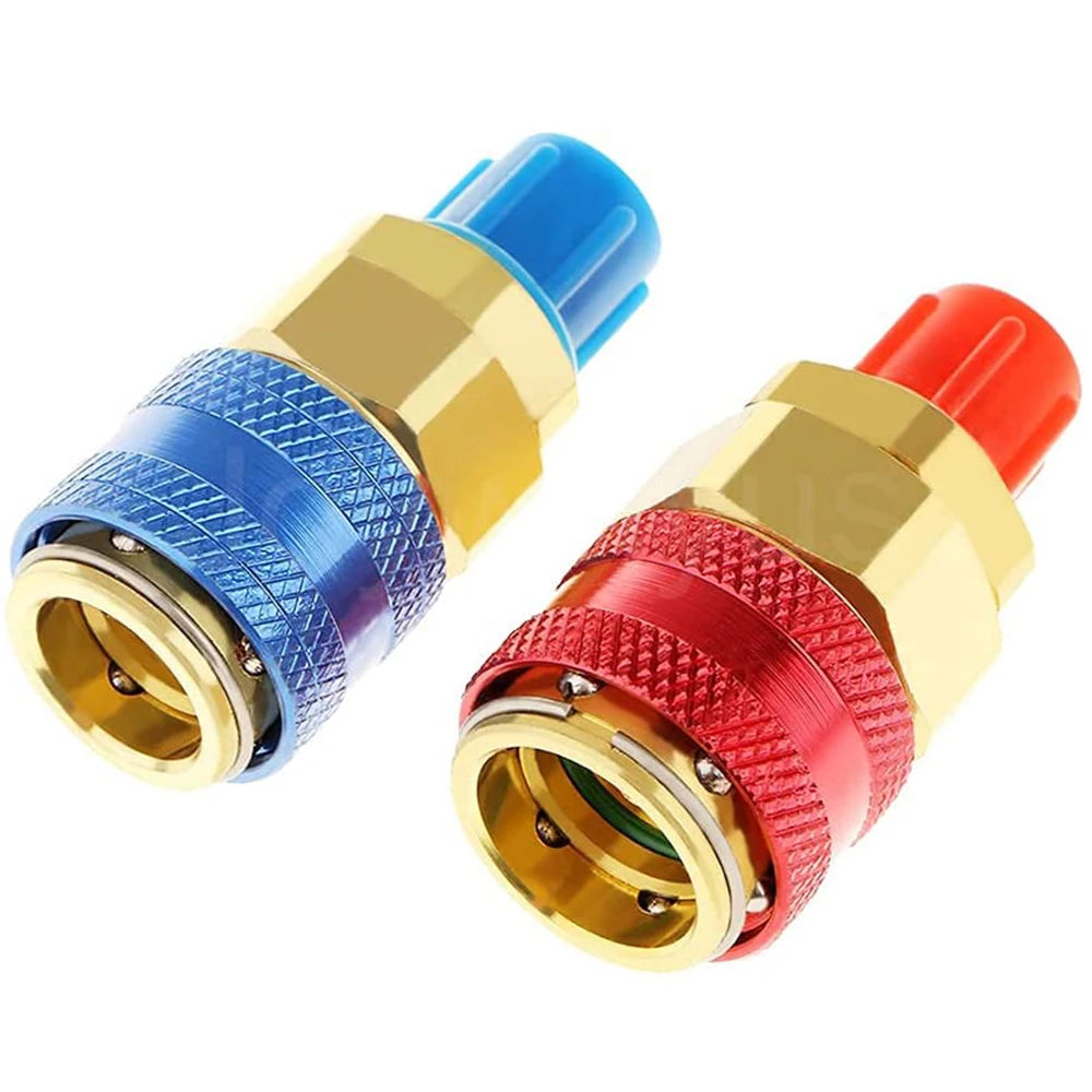 R134A Low High Auto Car Quick Coupler Connector Brass Adapters Car Air Conditioning Refrigerant Adjustable AC Manifold Gauge Qme