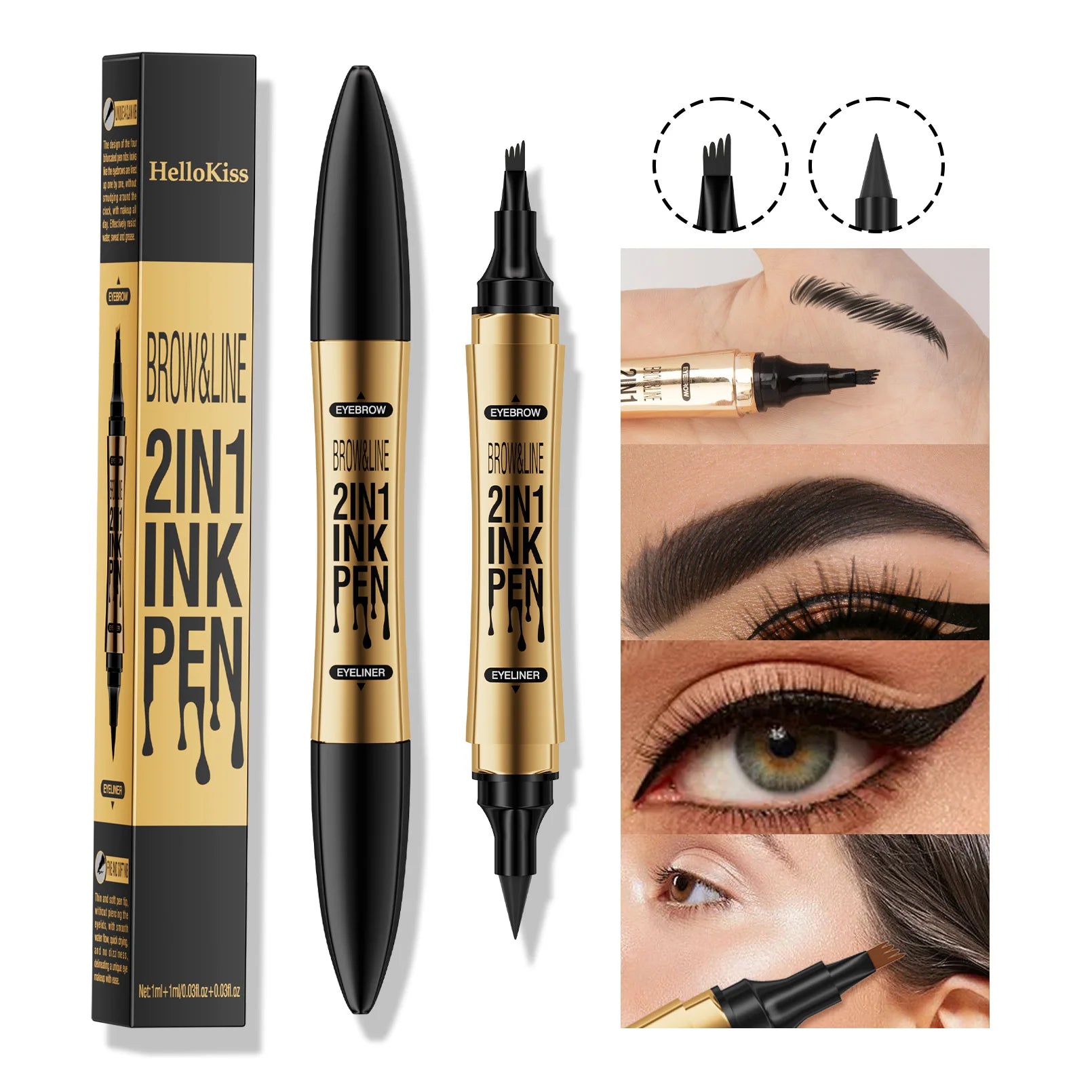 4 Splitted Head Eyebrow Pencil Long Last Smudge Proof Waterproof Sweat Proof High Pigmented Easy Apply Liquid Brow Makeup Pen Qme
