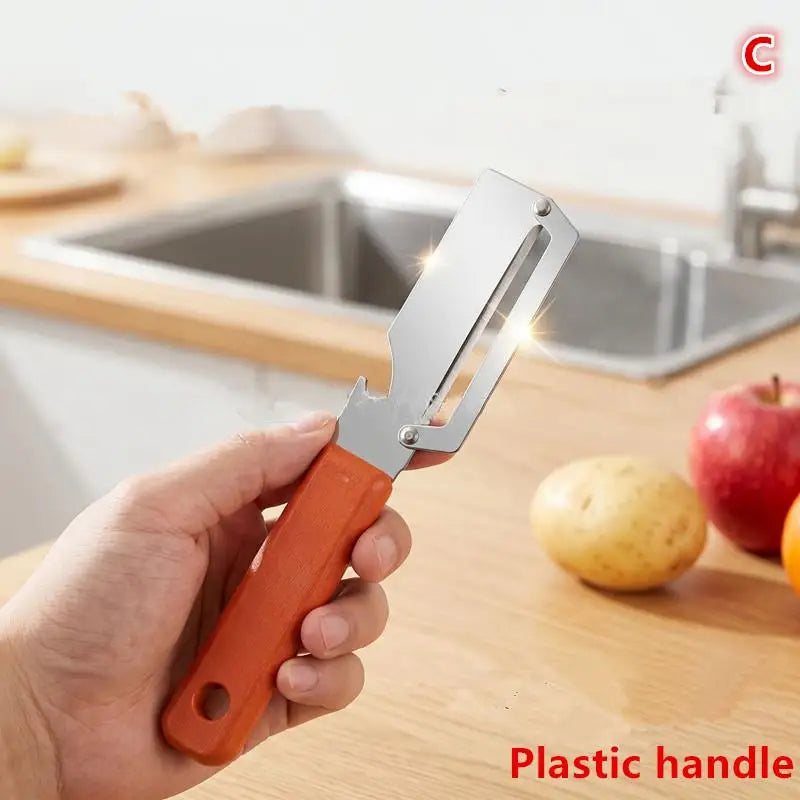 Stainless Steel Vegetable Peeler Wooden Plastic Handle 3-in-1 Fruit Qme C