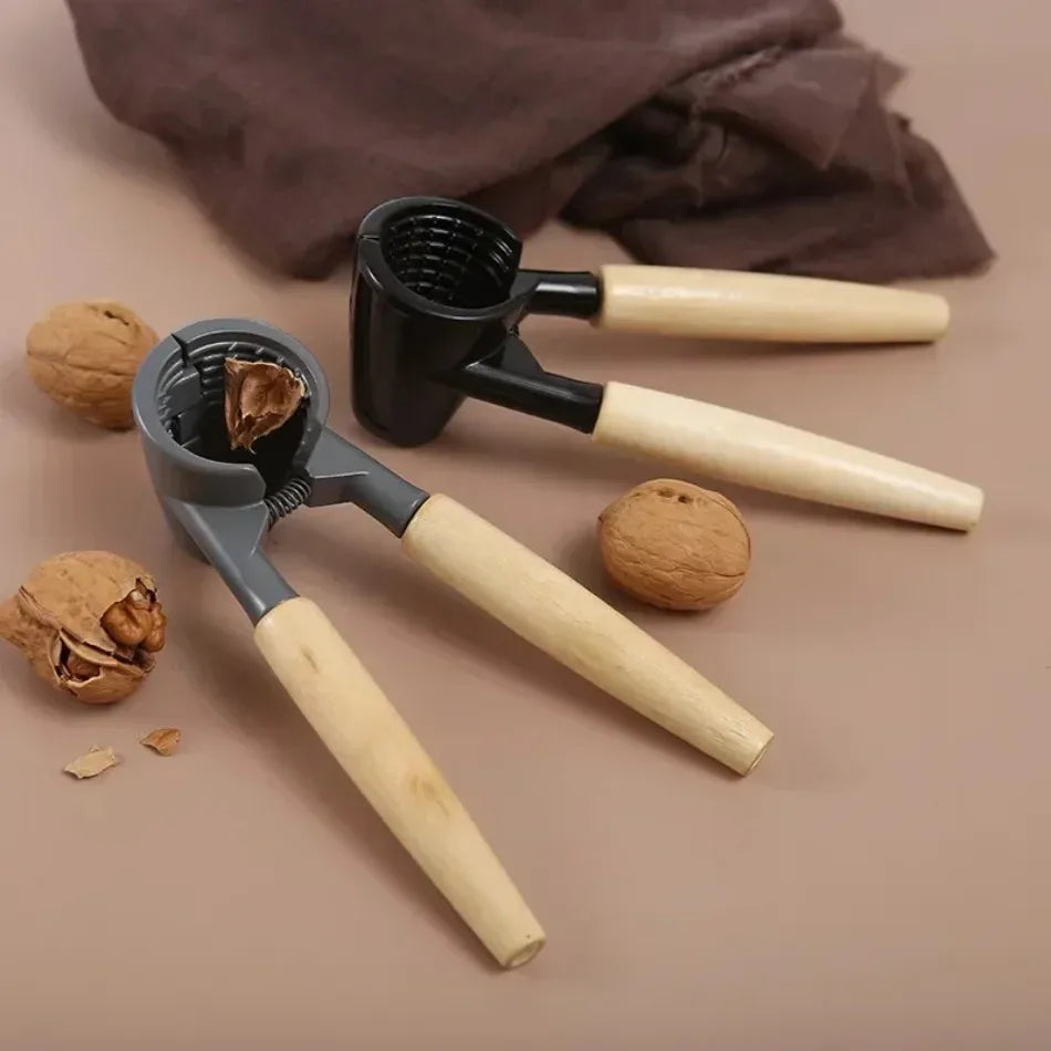 Heavy Duty Aluminum Nutcracker with Wood Handles Manual Tool Opening Lobster Pecan Walnut Crackers WoodHandled Aluminum Nutcrack Qme