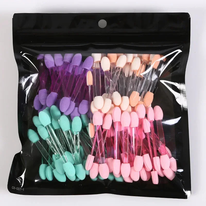 100pcs Double-headed Eyeshadow Applicators Latex Sponge Disposable Eyeshadow Brush Small Portable Beauty Makeup Tool Brush Head Qme 2-6.2cm-100pcs