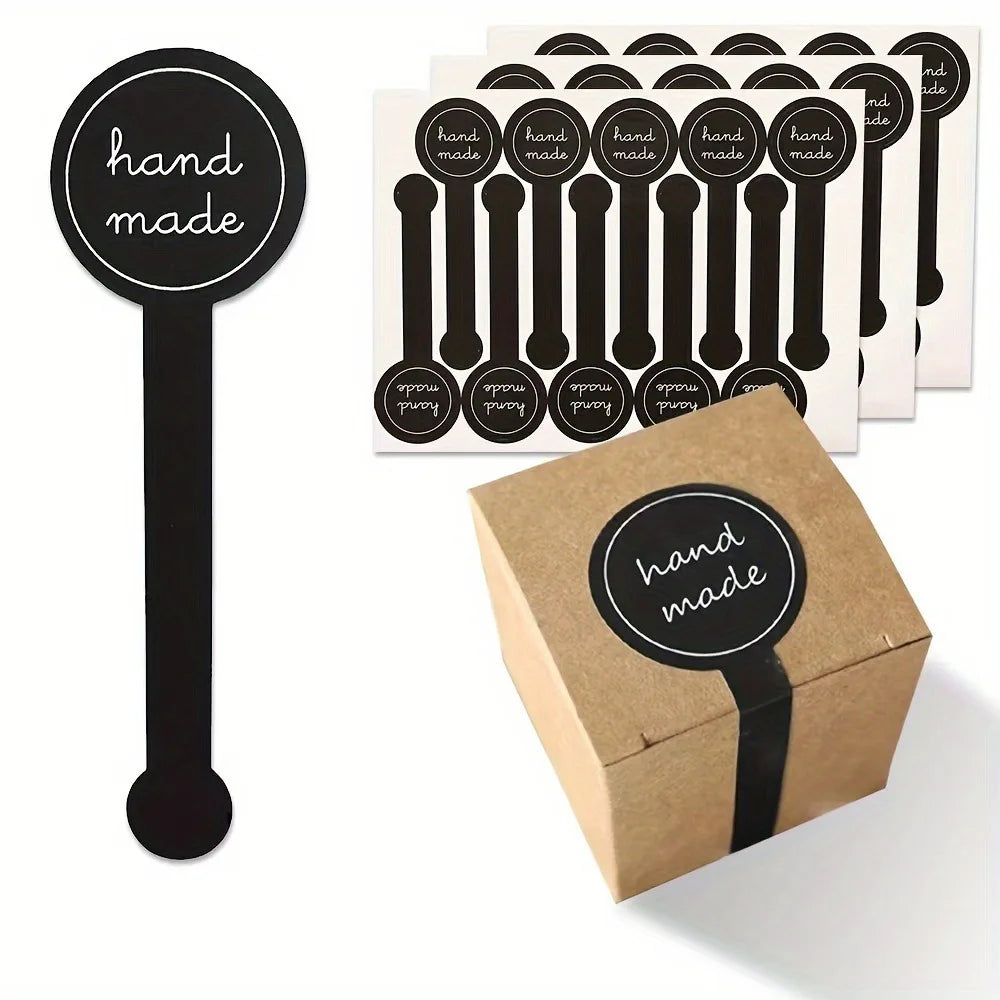 100/200pcs black Thank you long sealing sticker pudding bottle sticker, baking box label sticker, baking, handicraft products Qme