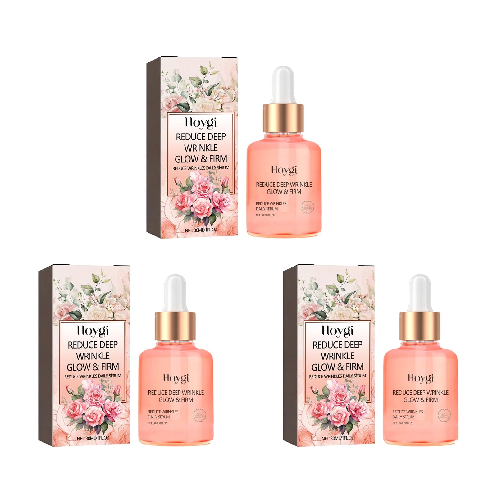 Rose Serum Hydration Shrink Pore Oil Control Anti Aging Brightening Rejuvenation Improve Dryness Vitamin C Firming Essence Qme 3 x 30ml Boxed