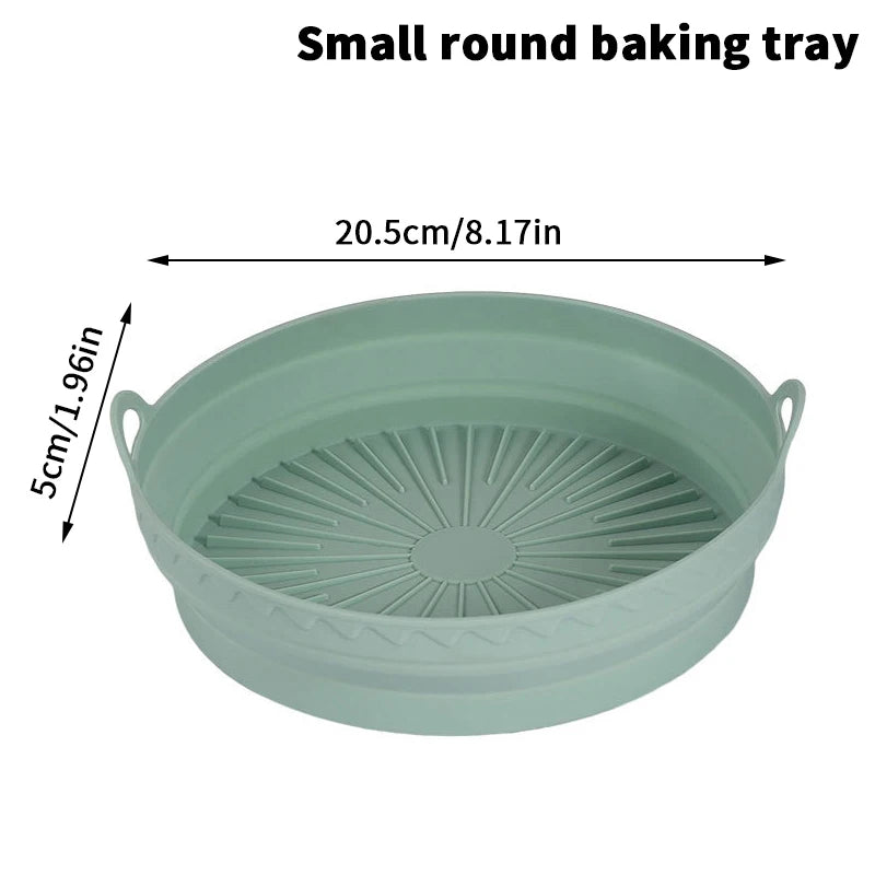 Foldable Air Fryer Silicone Mould Reusable Basket Food Safe Non Stick Qme SC1