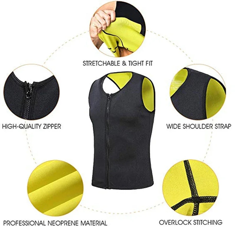 Men Body Shaper Waist Trainer Sauna Suit Sweat Vest Slimming Underwear Weight Loss Shirt Fat Burner Workout Tank Tops Shapewear Qme