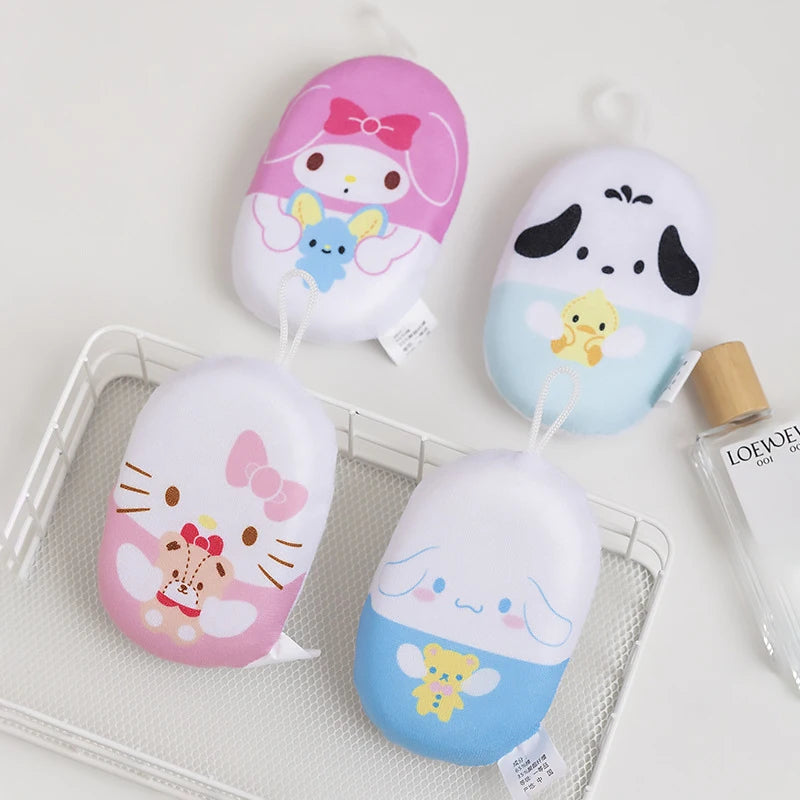 Hello Kitty Kuromi Cartoon-themed Bath Scrubber and Bath Ball Cute and Soft Bath Sponge with Bubble-Making Net Qme