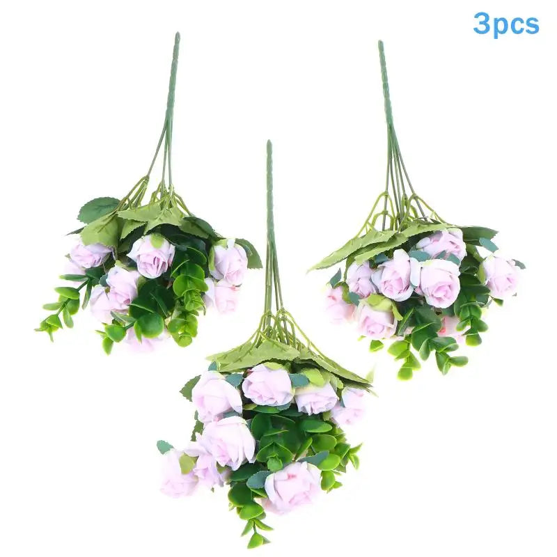 Artificial Silk Rose Bouquet - Add Timeless Beauty to Your Wedding, Home or Holiday Decor with These Lifelike Fake Roses Qme Light purple 3pcs