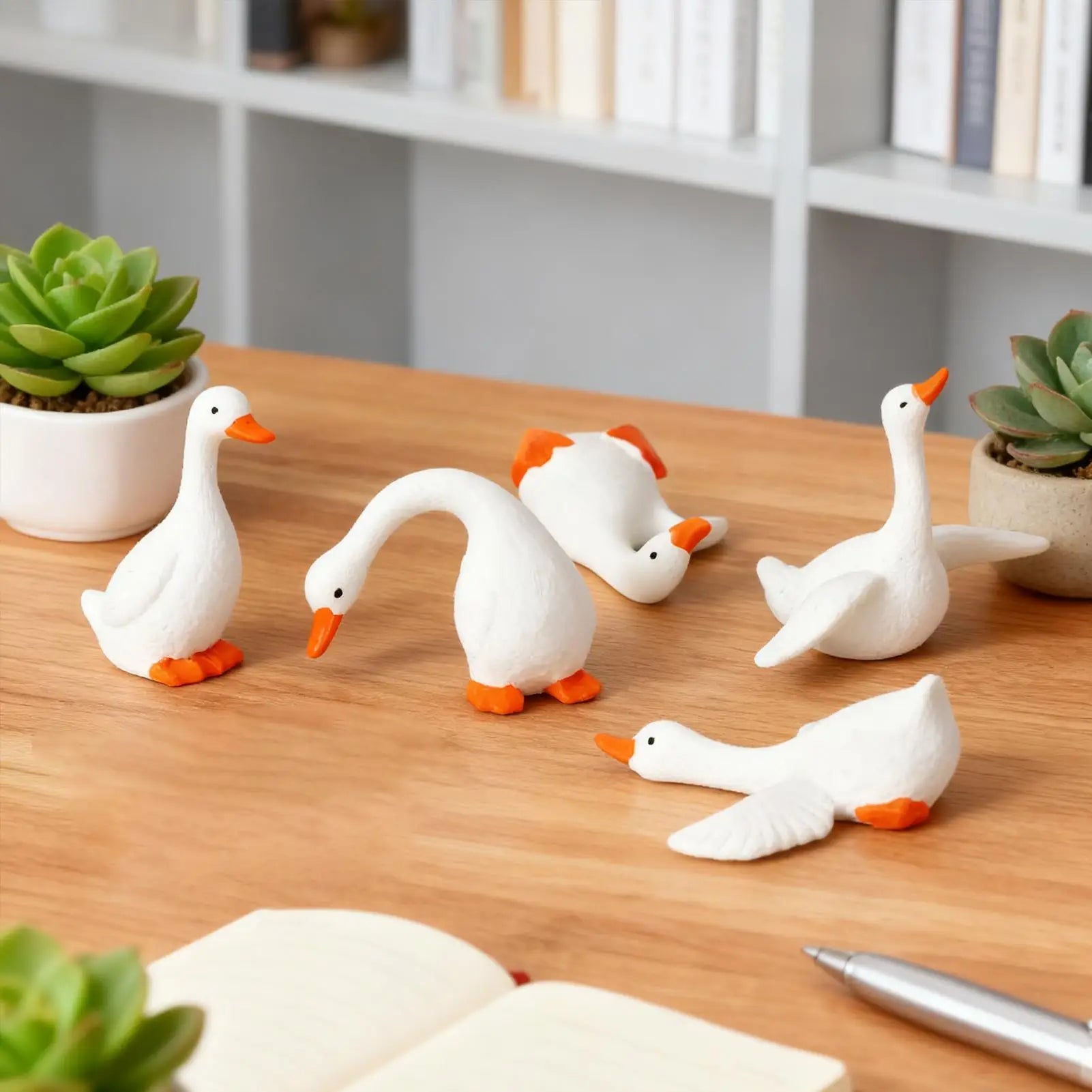 Dashboard Figurines 6 Pieces Animal Geese Figurine Ornament Desktop Statue Accessories for SUV RV Interior Office Road Trip Qme