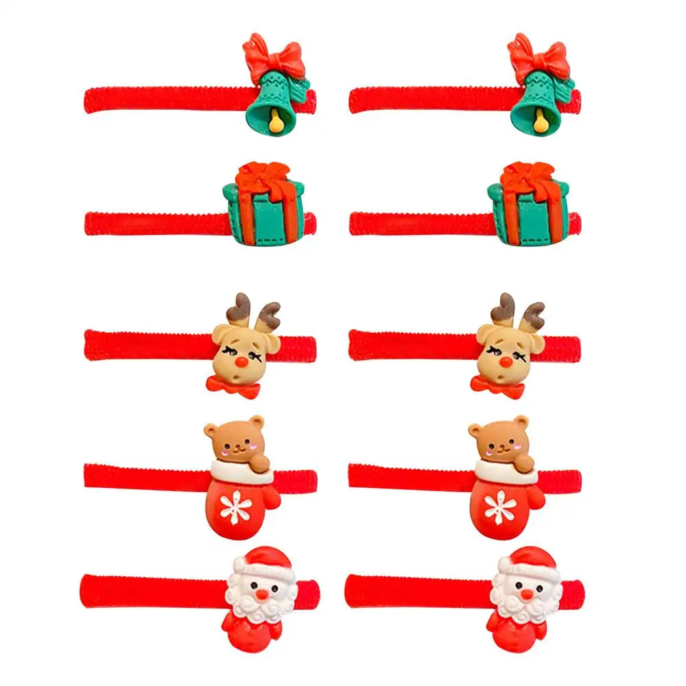 Christmas Hair Ties Cartoon Headwear Lovely Kids Elastic Bands Santa Qme B China Mainland