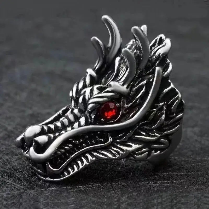 Punk Goth Titanium Steel Dragon Claw Halloween Skull Ring Hot Selling Men's Domineering Opening Rock Animal Jewelry Qme resizable 2