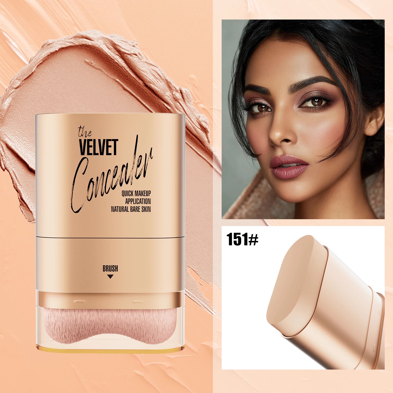 2-in-1 Concealer and Foundation Stick, Covers Dark Circles, Waterproof and Sweat-Resistant, Creates Flawless-Looking Makeup Qme 9518-151