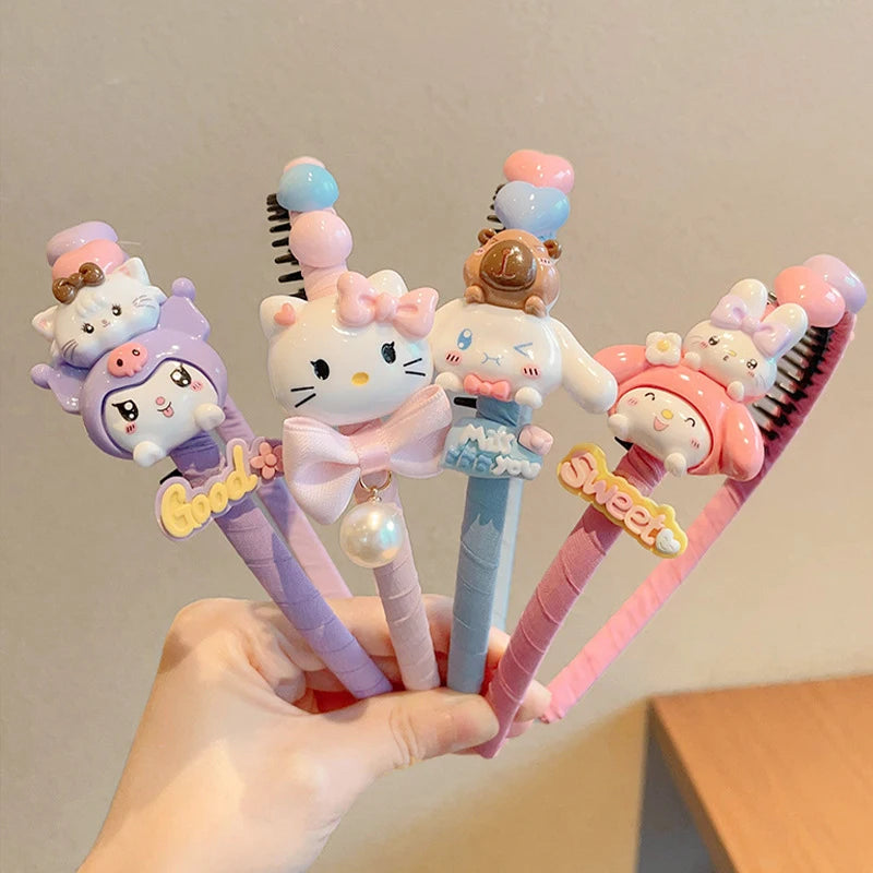 Hello Kitty Kuromi Cartoon Hair Accessories Student Headbands Qme