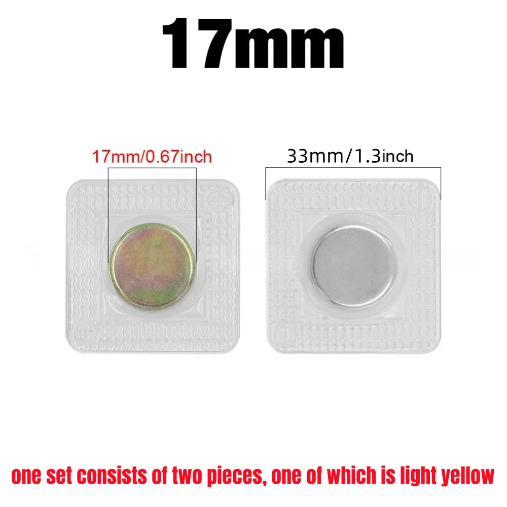 1Pair PVC Invisible Strong Magnetic Snaps Button Hidden Magnetic Fastener for Handbag Clothing Clasp DIY Craft Sewing Supplies Qme 17mm(Round)