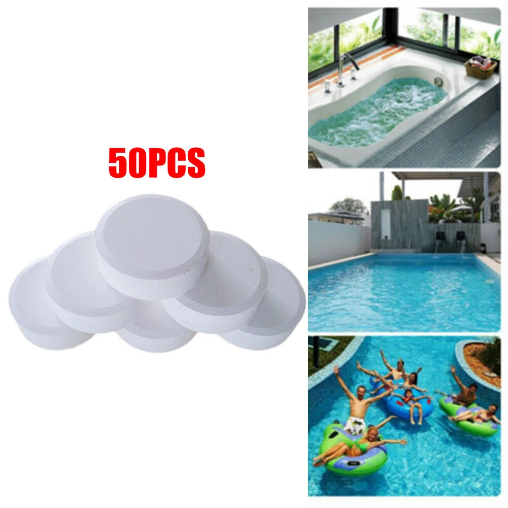 50pcs Multifunctional White Chlorine Tablets For Swimming Pool Cleaning Tablet Spa Clean Protect Against Harmful Sun Ray Qme Default Title