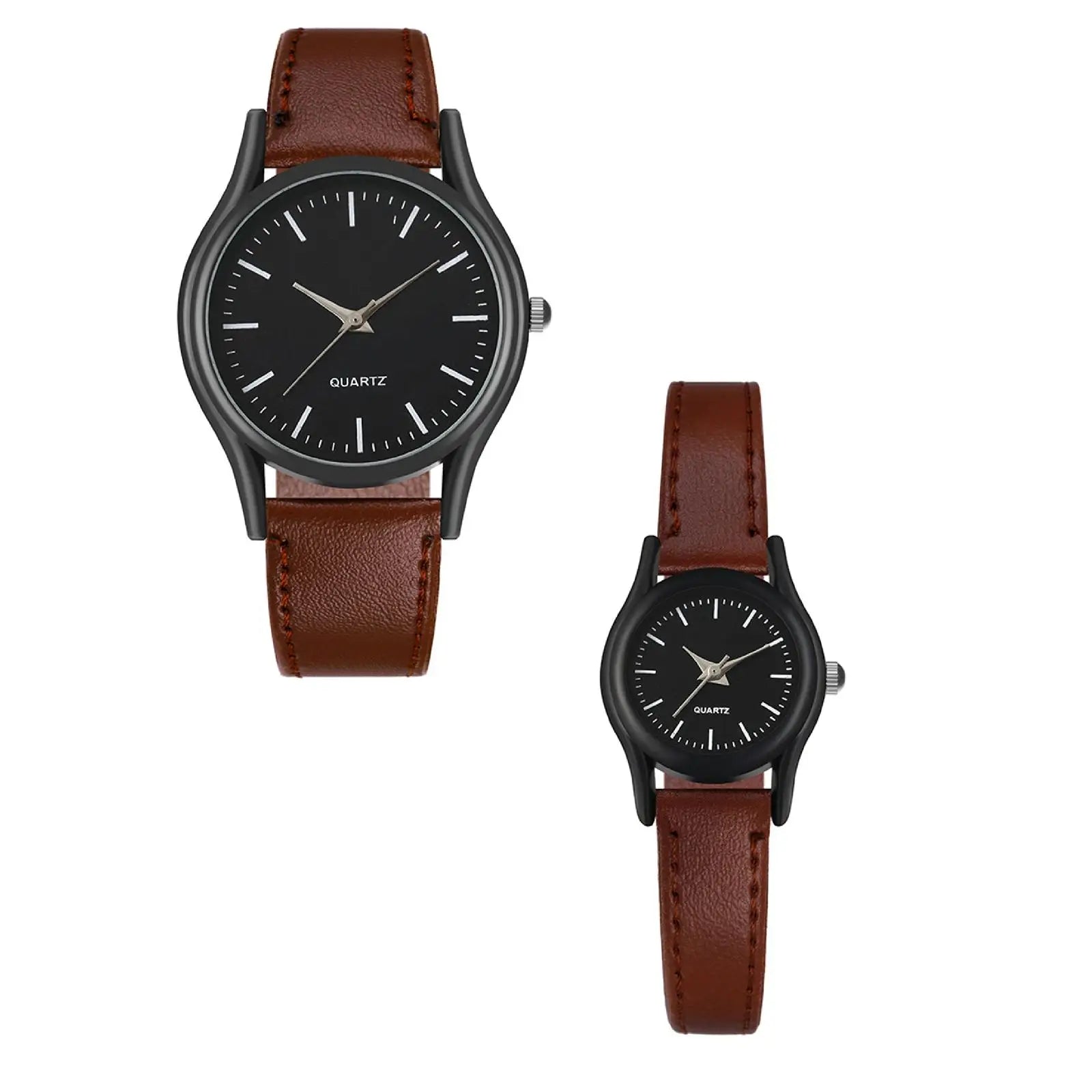 New Couples Watches Leather Strap Minimalist Fashion Quartz Wristwatches Multiple Colors Clothing Accessory Casual Simple Watch Qme 2pc 2