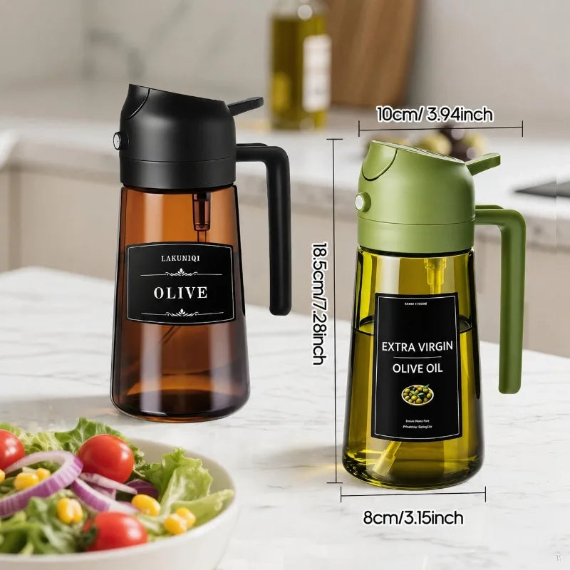 470ML/16oz Olive Oil Dispenser 2 in 1-spray and Pour Glass Oil Sprayer Used for Cooking Air Fryer Barbecue Baking Salad Qme