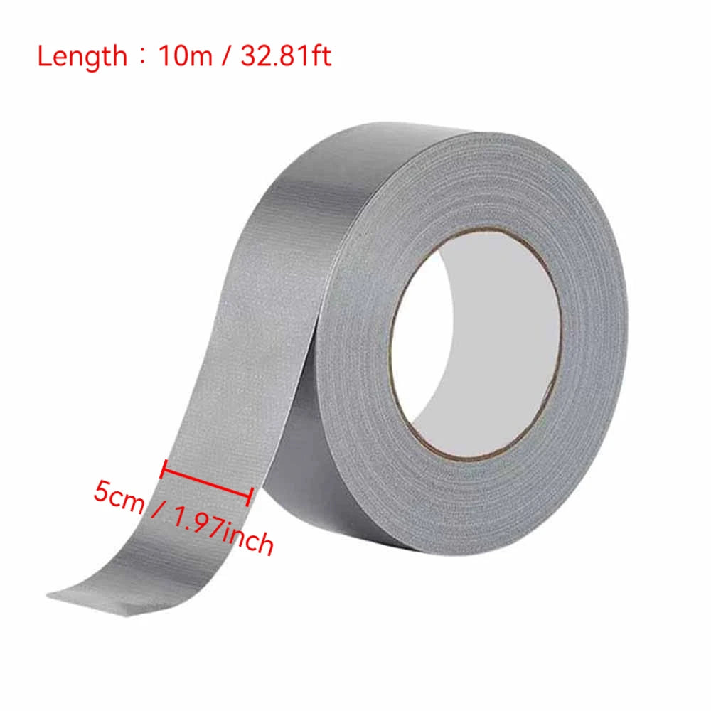 10m Heavy Duty Silver Duct Tape Waterproof Strong Adhesive Cloth Tape For Repair Sealing Packaging Floor Protection Qme 5cmX10m 2pcs