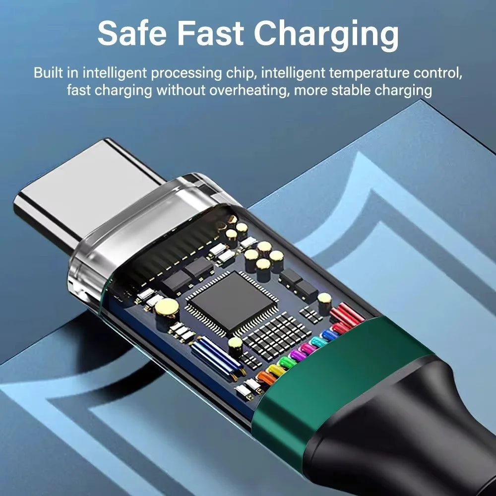 PD 100W USB Type C to C Line For Mobile Phone Laptop Data Charger Cable Quick Charge LED Display USB C Cord 0.5M/1M/2M Data Wire Qme