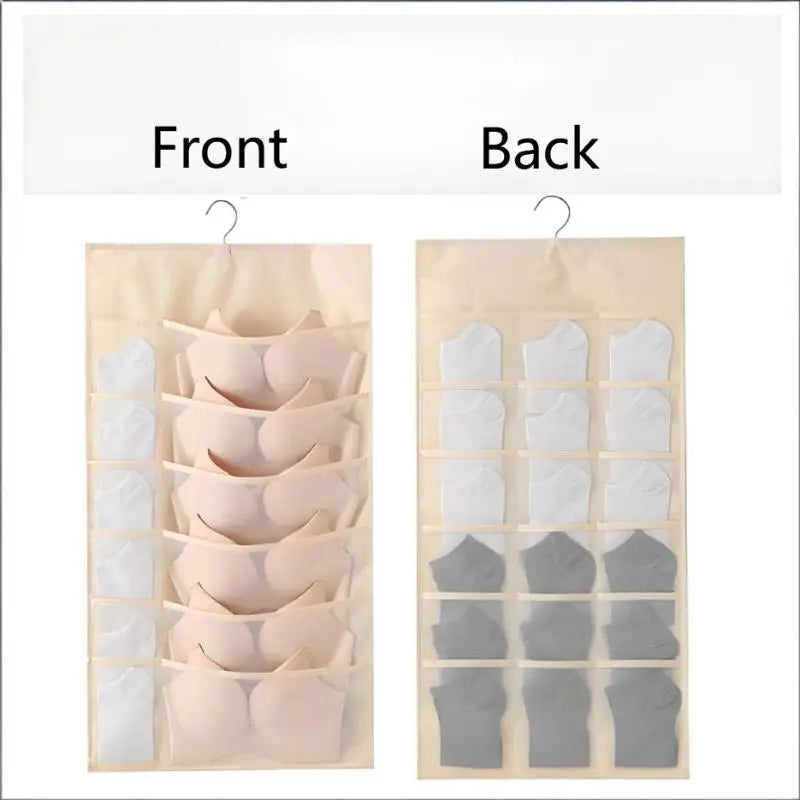 Double Sides Underwear Storage Hanging Bag Dormitory Home Wardrobe Qme White