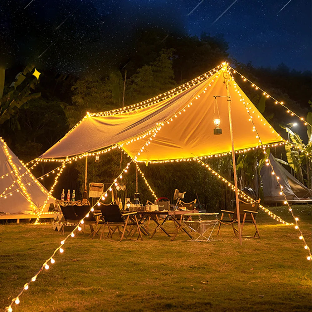 String Lights Camping Lamp Outdoor Crystal Globe Waterproof USB Qme