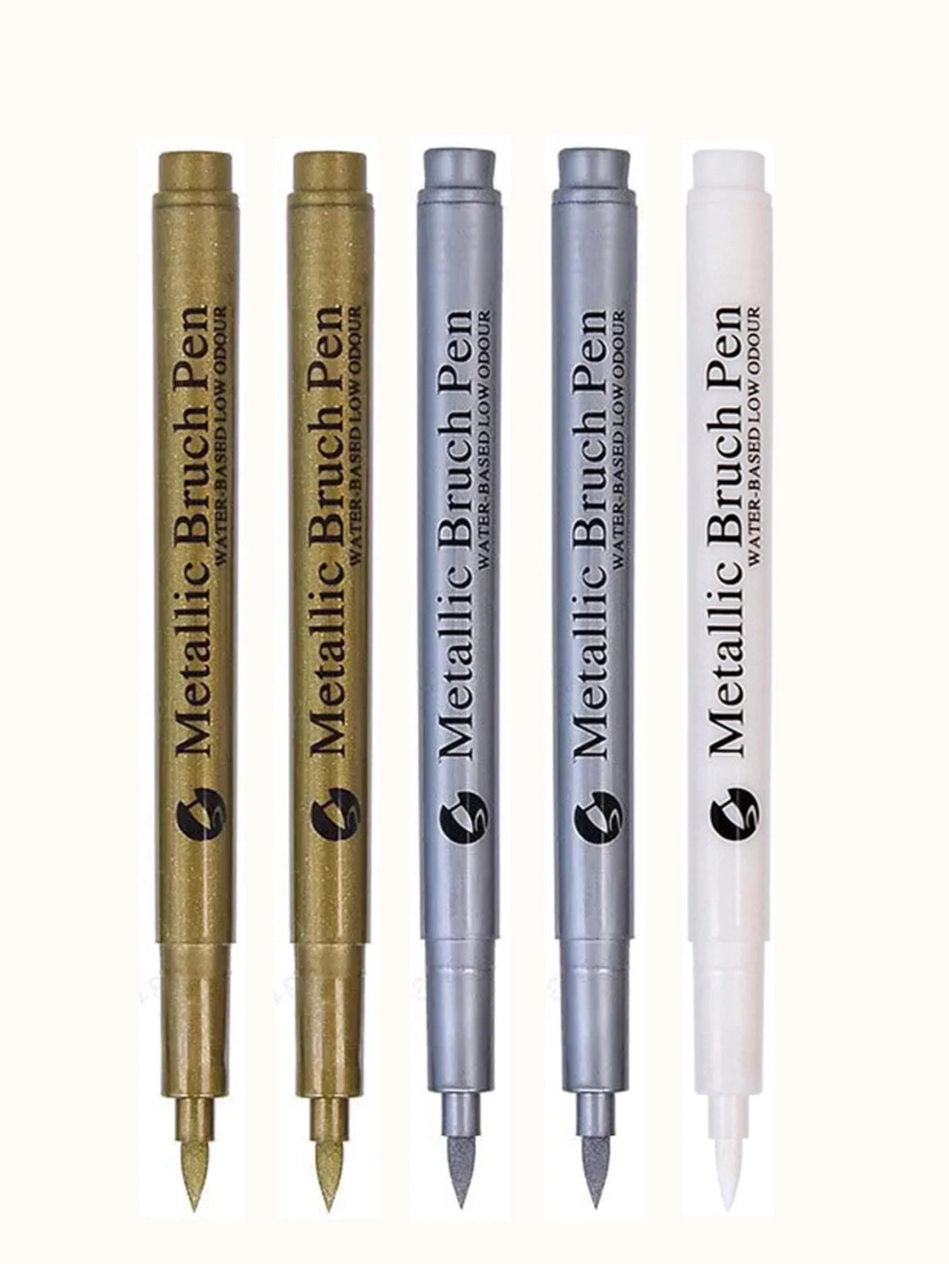 Metallic Marker Pen White/Gold/Silver Waterproof Permanent Paint Marker Pen for Rock,Mug,Ceramic,Glass DIY Painting Supplies Qme 2gold 2silver 1white