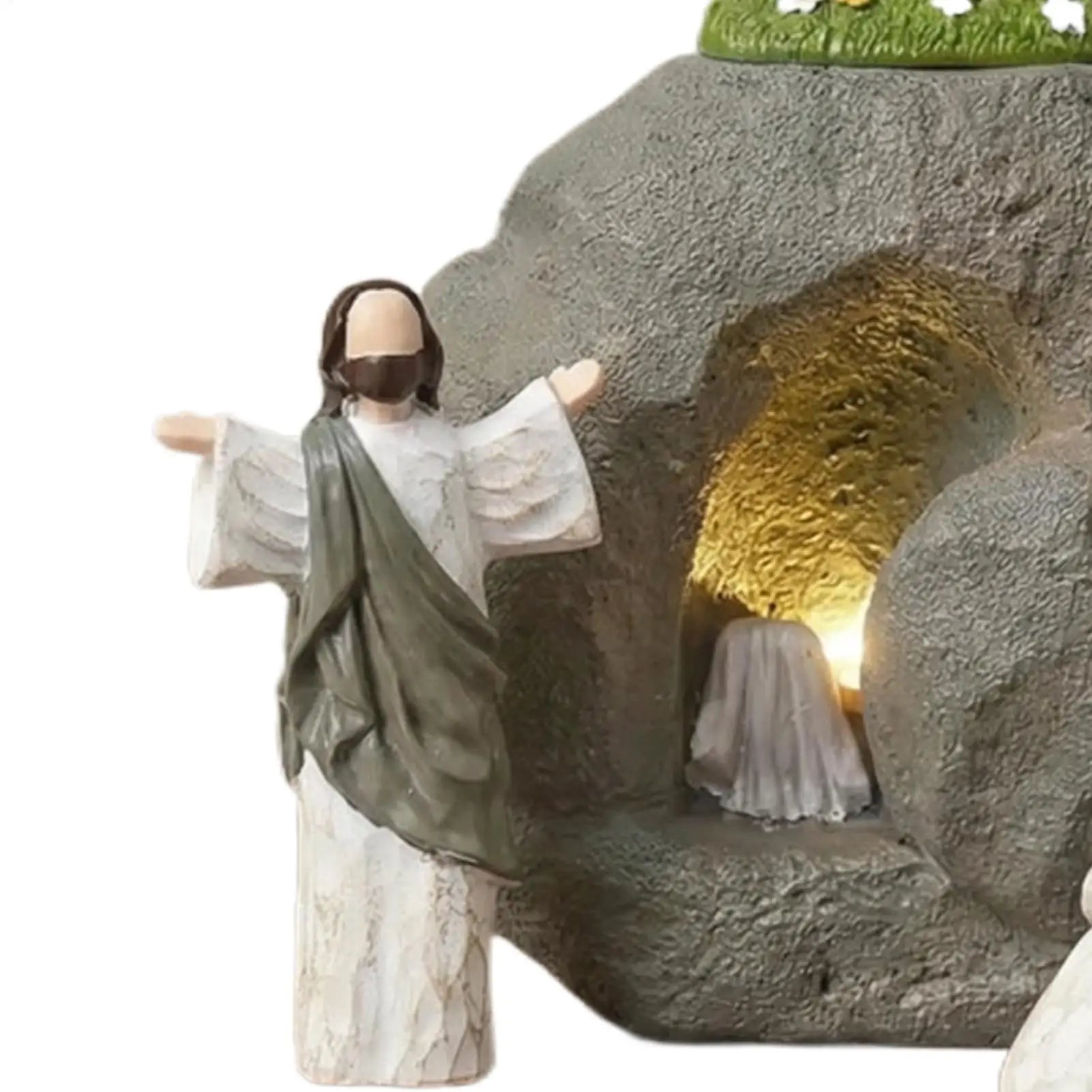 2026 Empty Tomb Easter Scene Religious Resin Centerpiece Easter Tomb for Spring Office Mantle Shelf Christian Home Church Qme