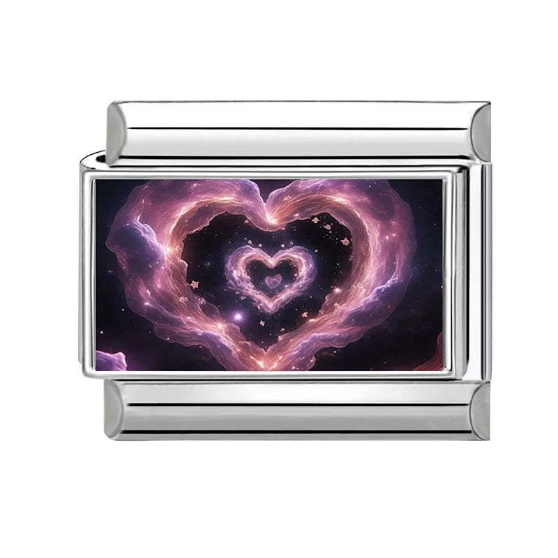 2026 New Women Romantic Heart Shiny CZ Heart Pattern Italian Charm Links Fit 9mm Bracelet Stainless Steel DIY Making Jewelry Qme S 31