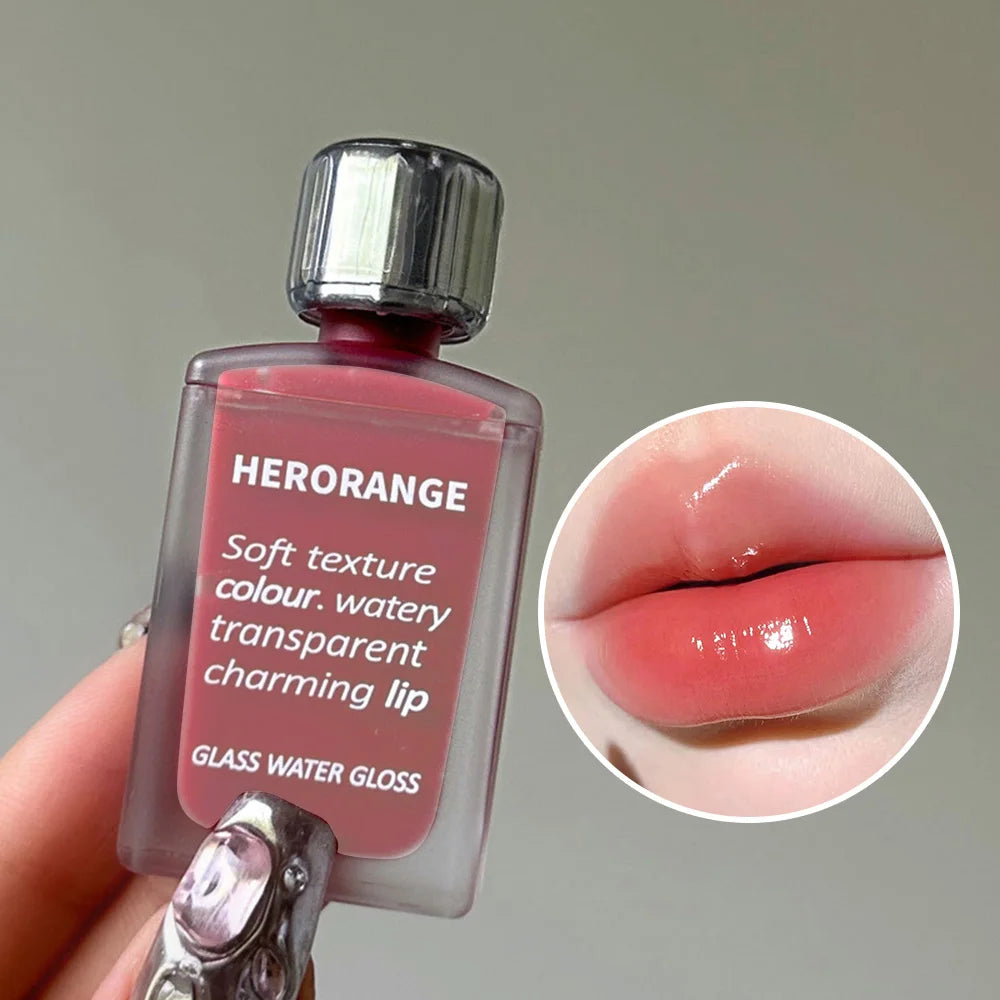Lightly Glass Water Gloss Herorange Lip Glaze Mirror Moisturizing Qme HR567-02