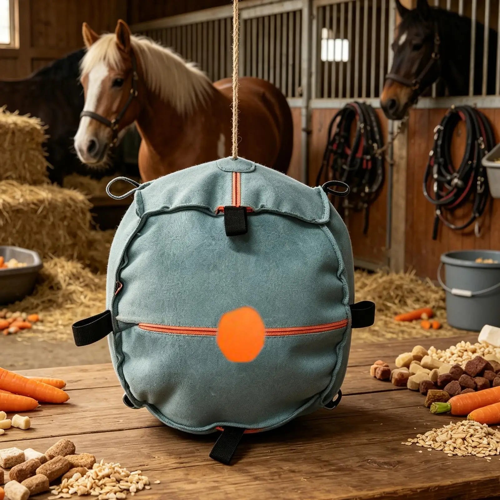 Hay Ball Horses Goat Supports Dispensing Feeder Horse Boredom Relief Qme
