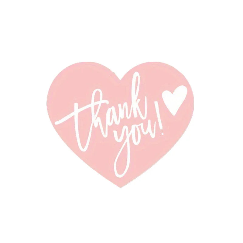 5Styles Pink Heart Shaped Thank You Tags Gift Box Packaging Box Seal Party Supplies Qme