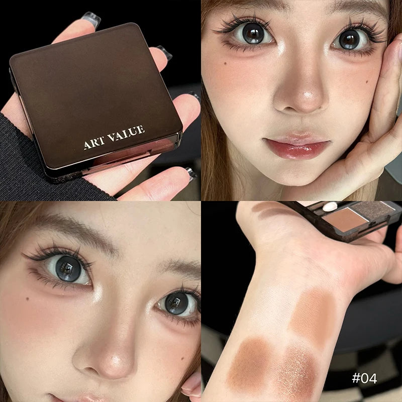 ART VALUE 4 Colors In 1 Eyeshadow Palette Glitter Pearlescent Matte Eye Shadow Shimmer Makeup Lasting Shadow Highlighter Contour Qme