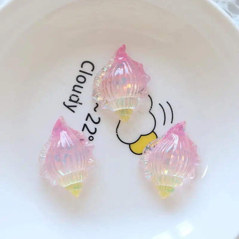 10pcs Mini Kawaii Cute Star Shell Flat Back DIY Scrapbook Party Hairpin Accessories Home Decoration Craft Qme StyleD