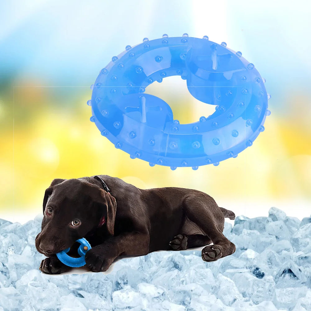 Dog Cooling Chew Toy TPR Freezable Puzzle Treat Dispensing Toy Summer Ice Bite Resistant Interactive Slow Feeder Dog Toy Qme