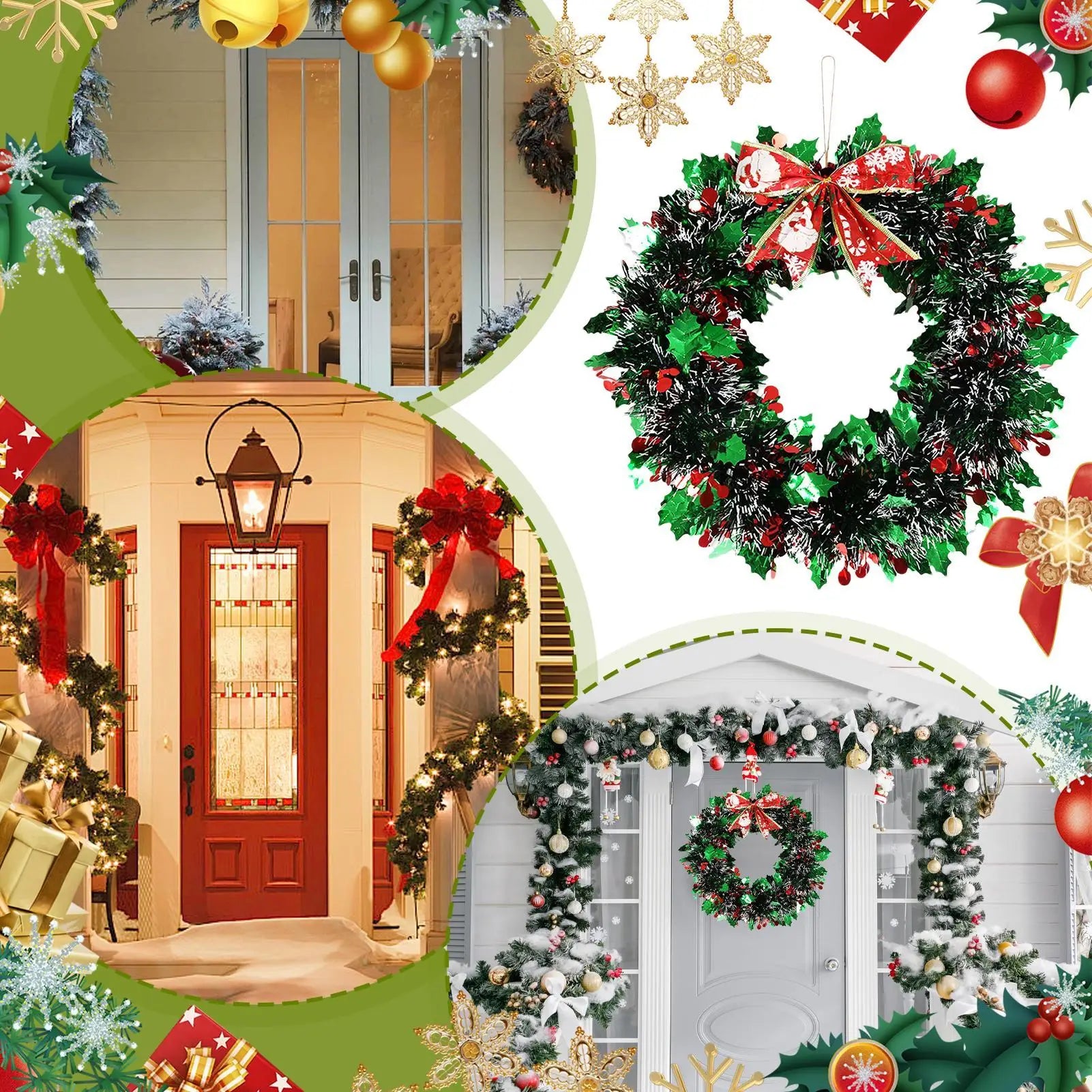 Christmas Wreath Bow Ornament Holiday Wreaths Winter Festival Year Qme