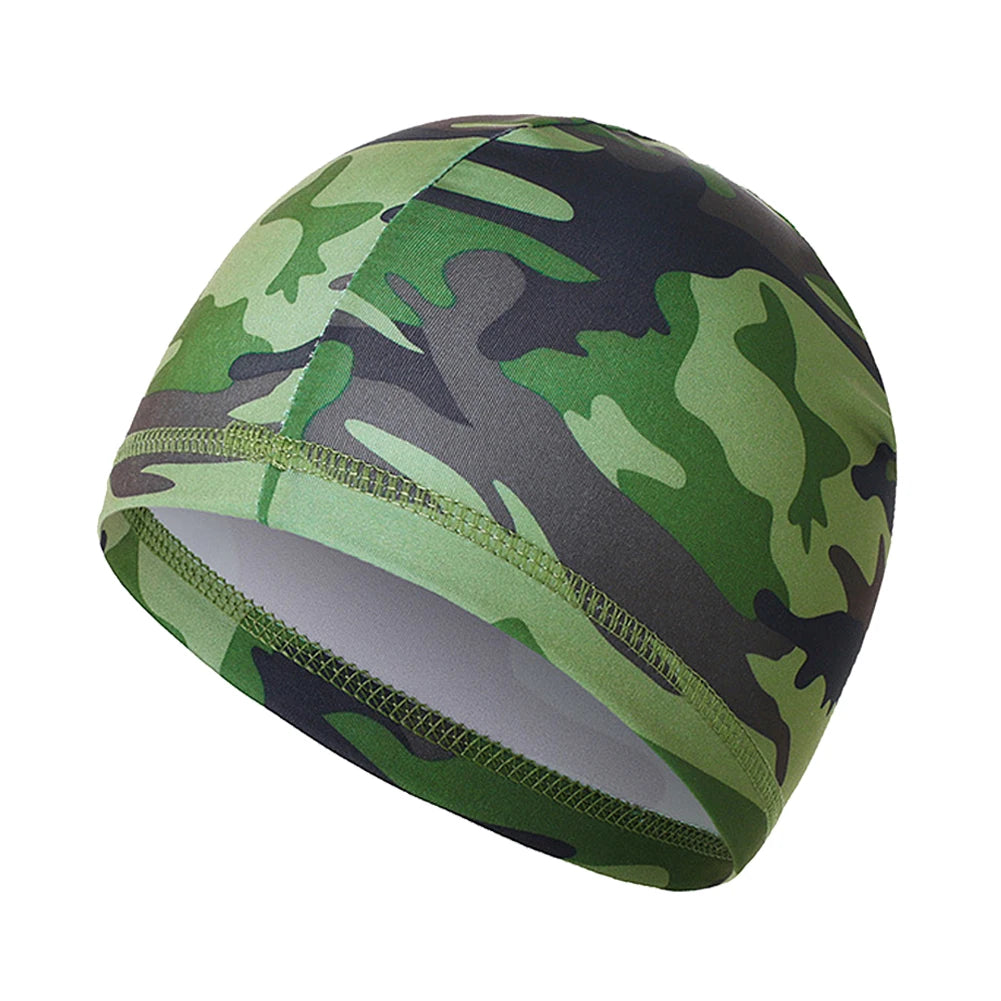 Cooling Skull Cap Helmet lining Beanie Dome Cap Breathable Sweat Adsorption Cycling Running Hat for Cycling Helmet Quick Dry Hat Qme CamouflageArmy Green