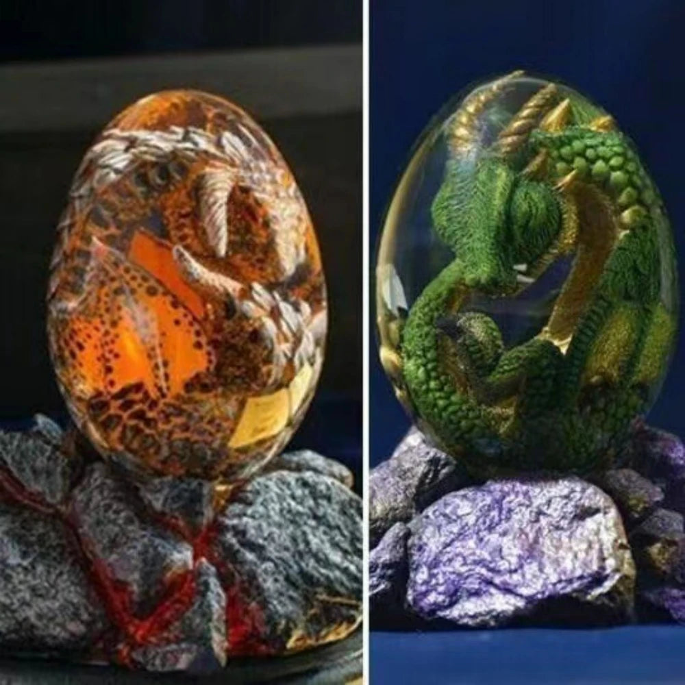 Lava Dragon Egg Statue Ornament Cosplay Dinosaur Resin Art Craft Sculpture Crystal Gemstone Halloween Decoration Toy Prop Qme