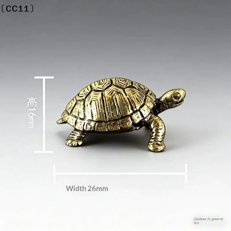 Pure Copper Turtle Statue Vintage Brass Tortoise Figurines Desktop Qme