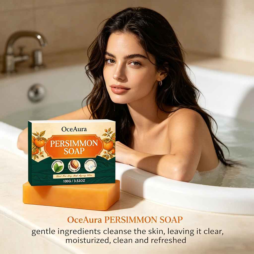OceAura Persimmon Soap Nonenal Body Odor Removal Improve Dryness Clean Skin Exfoliator Refreshing Organic Natural Body Soap Bar Qme 2 X 100g Boxed