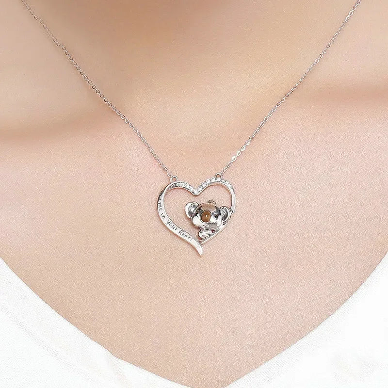 Design Sense Cute Koala Heart Cartoon Pendant Necklace Gift of Fashion Jewelry Girlfriend's Anniversary Leisure Banquet Jewelry Qme