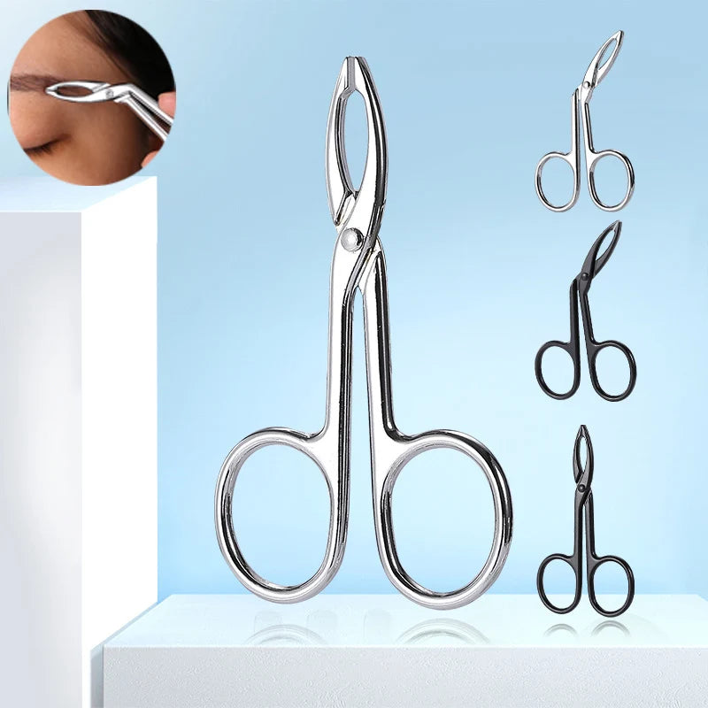 Scissor Shaped Eyebrow Tweezers Flat Headed Oblique Stainless Steel Qme