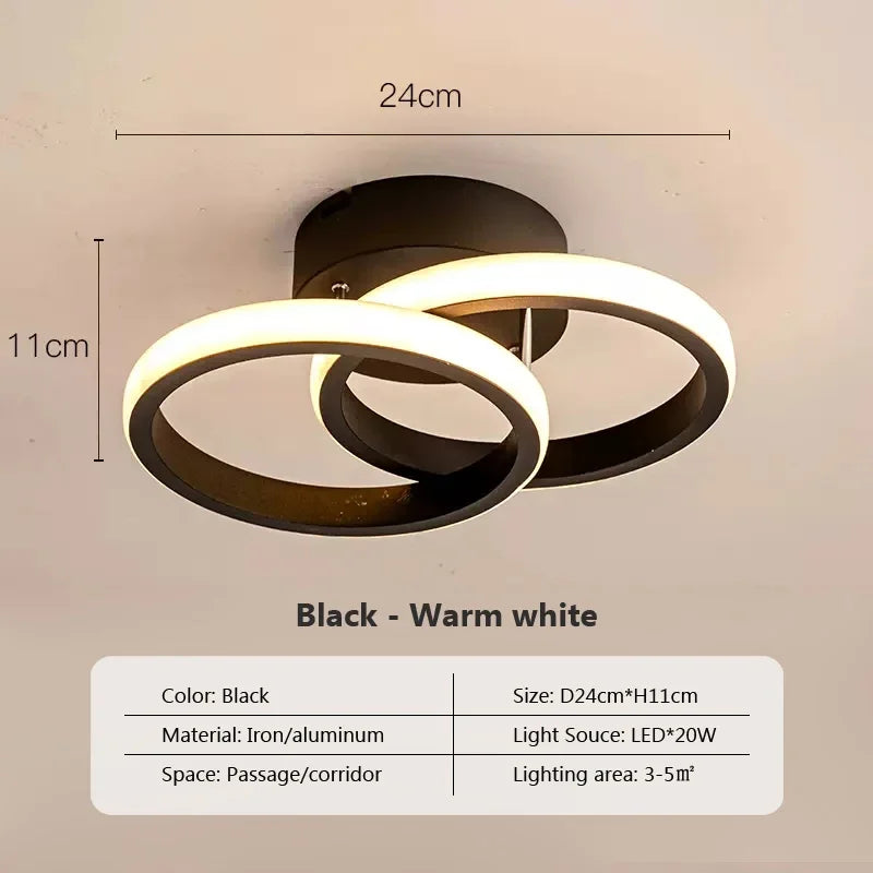 Modern LED Aisle Ceiling Light Chandelier For Corridor Stairs Foyer Balcony Bedroom Bathroom Indoor Lighting Fixtures Luster Qme Black-Round LED 3 Color