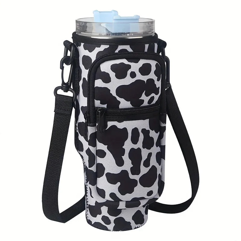 Ice Brave Cup Cover, includes two storage bags (can hold mobile phones and miscellaneous items) suitable for 30oz and 40oz cups Qme Cow stripes