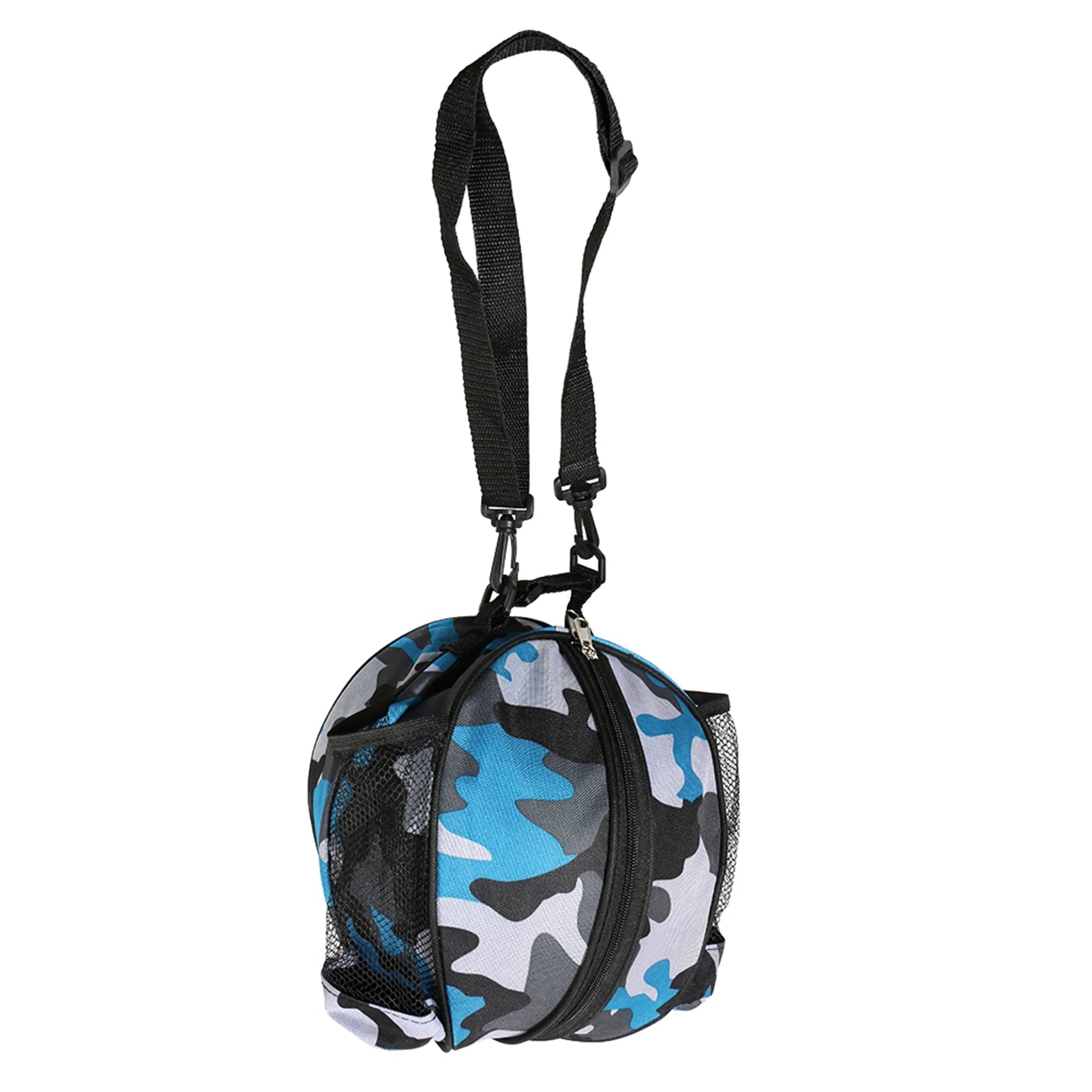 Basketball Shoulder Bag Sports Ball Round Bag Football Volleyball Carrying Bag Travel Ba Qme Blue camouflage