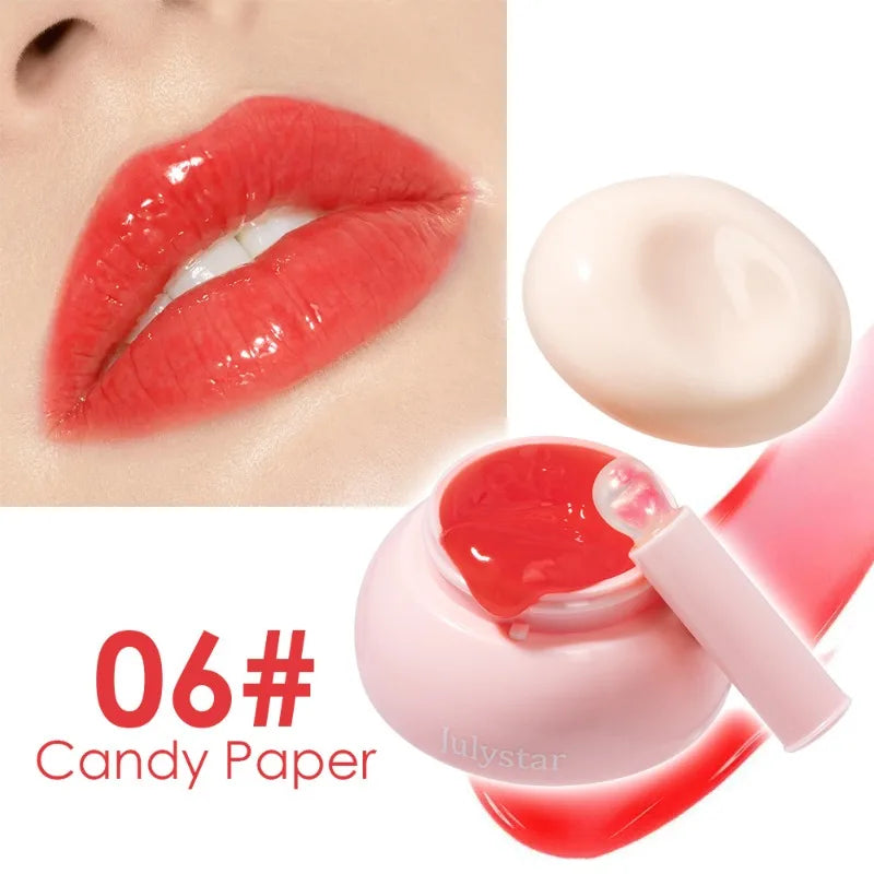 Long-lasting Moisturizing Solid Lip Jelly Red Tinted Lip & Cheek Jam Lip Balm Smooth Gloss Jelly LipGloss Water Light Lipsticks Qme 06