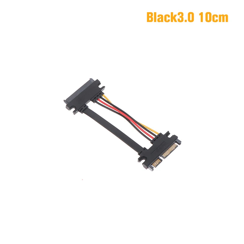 Sata 22 Pin Male Female Extension Cable 7+15 Data Power Combo Hard Qme 10cm Black