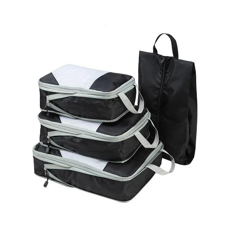 Compression Packing Cubes Travel Storage Bag Suitcase Mesh Bags Qme Black