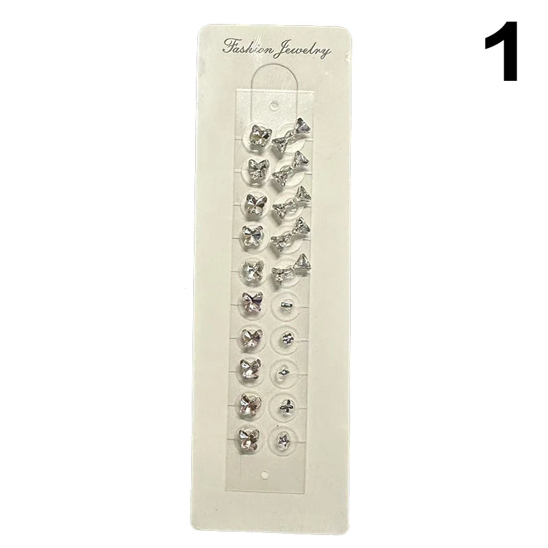 Fashion Bowknot Colorful Rhinestone Pearls Ear Point Stickers Qme 1