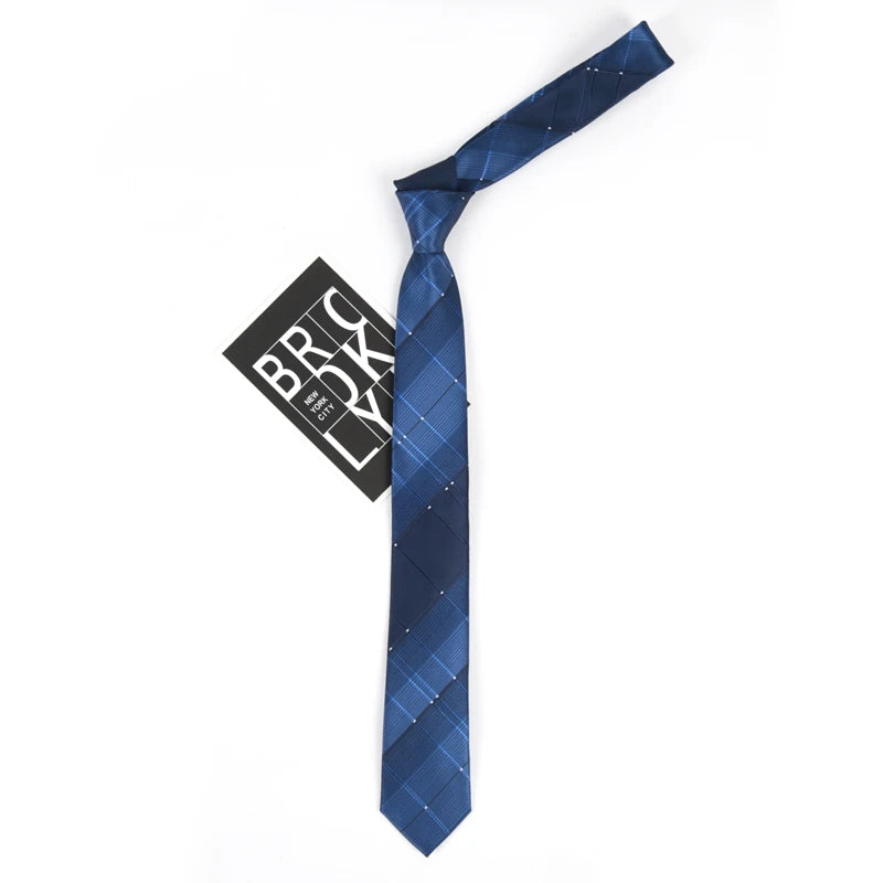 Mens Classic Tie Striped Skinny Necktie Polyester Ties Man Plaids Qme