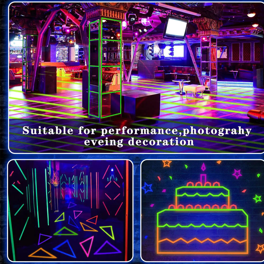 2Pcs 6Colors Neon Cloth Tape 16.4ft/5M Fluorescent UV Blacklight Reactive Glow in The Dark Gaffer Cloth Tape Stickers for Decor Qme